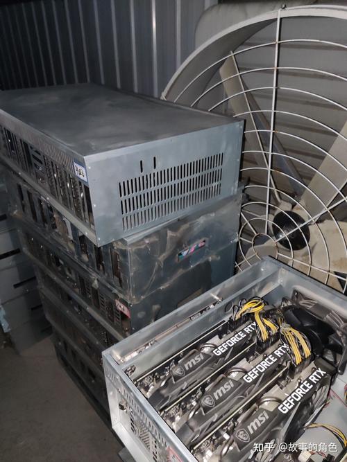 Modern cryptocurrency mining farm hosting multiple rigs