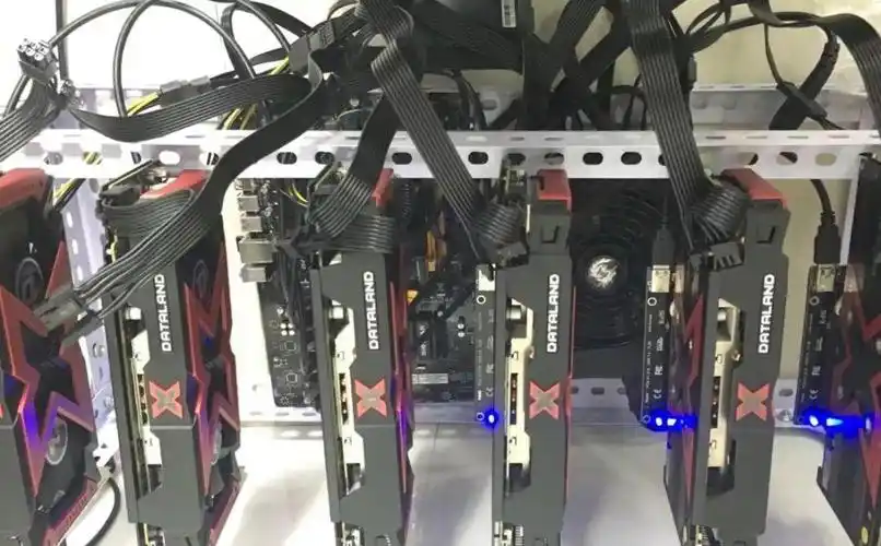 A mining farm showcasing multiple rigs
